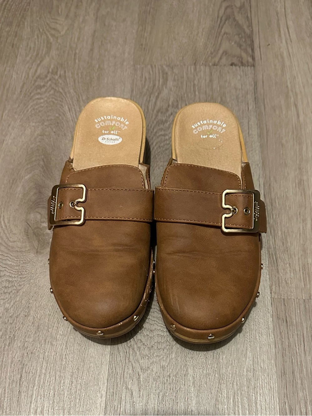 Dr. Scholl’s Comfort Brown Leather Clog Mules